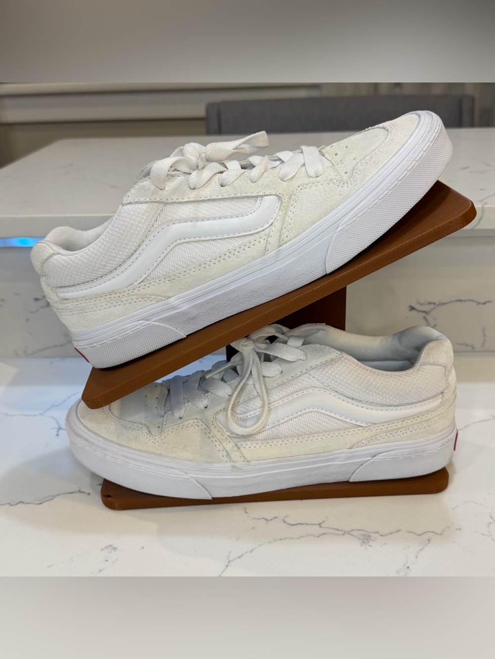 Vans White Low-Top Suede & Canvas Sneakers